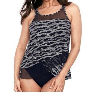 MIRACLESUIT Plus Size Linked In Mirage Underwire Tankini Top swimsuit